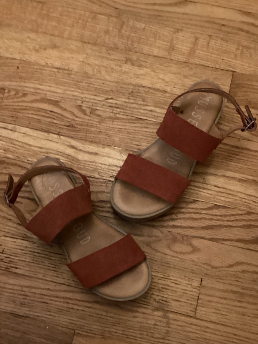 Musse & Cloud Rust Suede Double-Strap Ankle Sandals size 38
